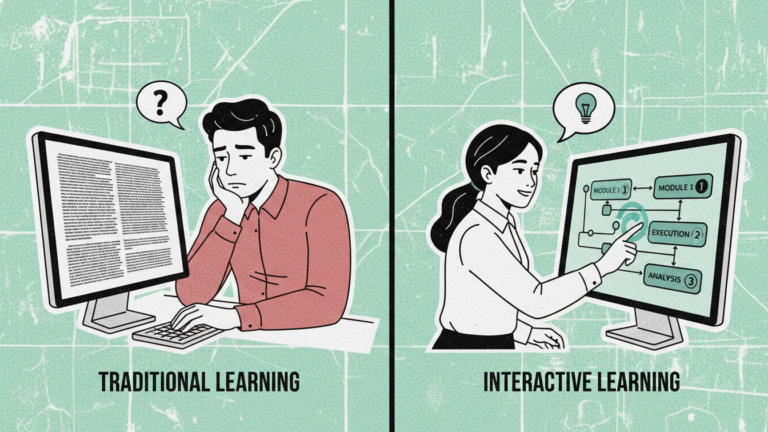 pop education - digital learning design - a bored learner staring at dense text on a screen