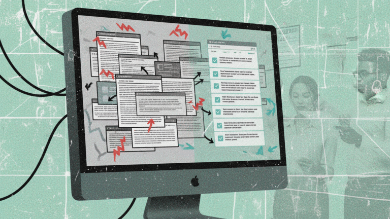 pop education - digital learning design - a cluttered online learning screen gradually simplifying into a clean, focused interface